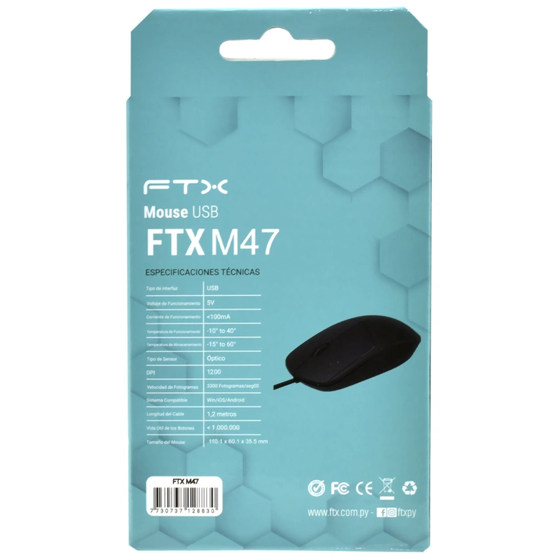 Mouse FTX M47 USB - Preto Com Fio USB-C - Imagem 3