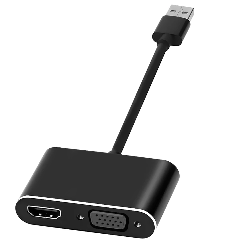 Cabo Adaptador USB 3.0 para HDMI Fêmea VGA Fêmea 2K - Preto - Imagem 2