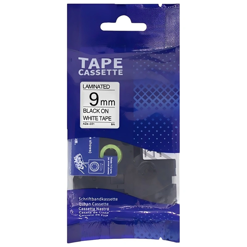 Fita Adesiva para Rotuladora Laminated AZE-221 - White Tape (9mm) - Imagem 2