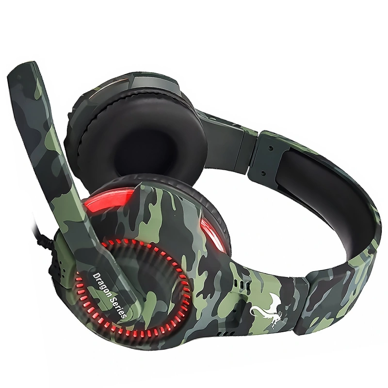 Headset Gamer Kolke KGA-487 Trooper LED Com Fio - Vermelho Camuflado - Imagem 2