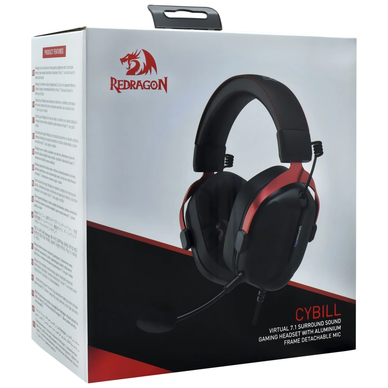 Headset Gamer Redragon H312 Cybill Com Fio - Preto Vermelho USB 510g - Imagem 3