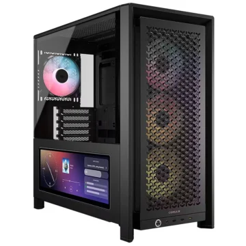 Gabinete Gamer Corsair Frame 4000D LCD RS CC-9011326-WW Mid Tower 4 Cooler ARGB - Preto