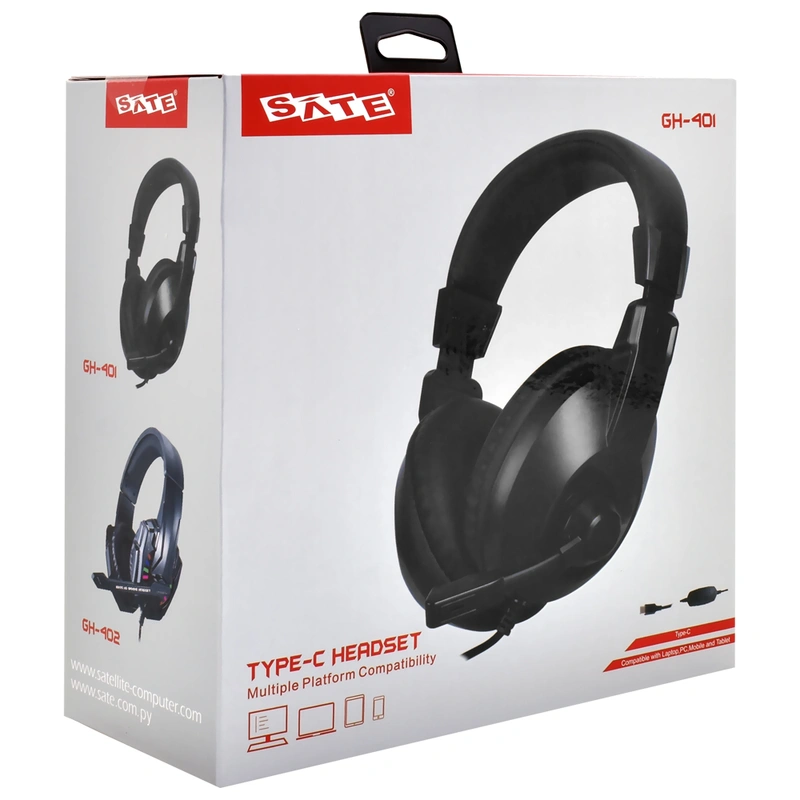 Headset Gamer Satellite GH-401 Com fio - Preto USB-C 330g - Imagem 3
