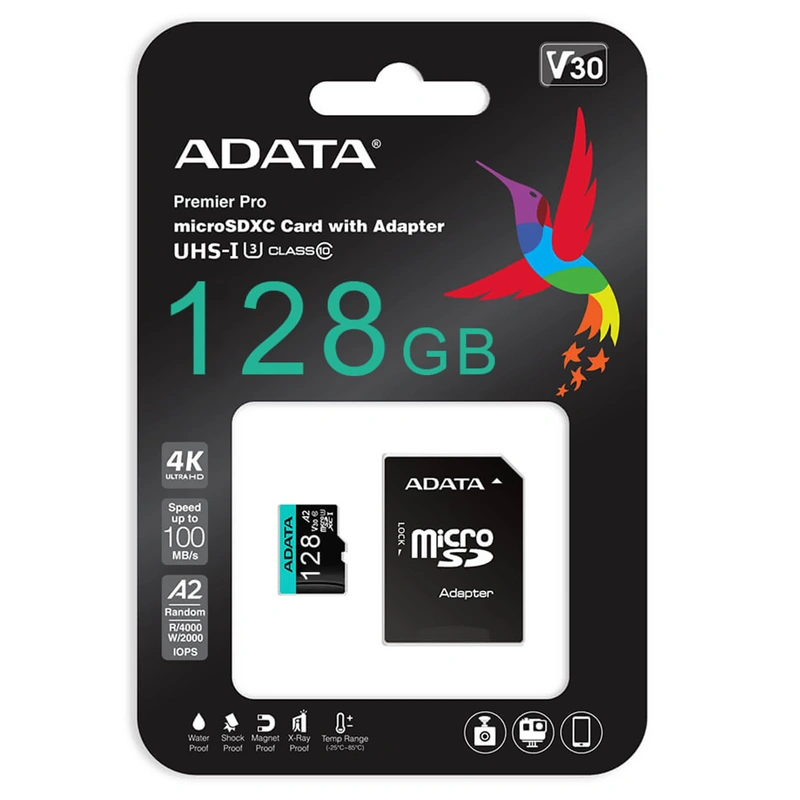 Cartão de Memória Micro SD ADATA V30 128GB Classe 10 4K - AUSDX128GUI3V30SA2-RA1 - Imagem 3