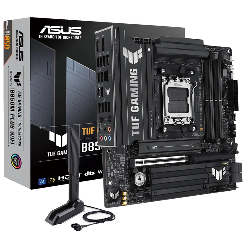 Placa Mãe ASUS TUF Gaming B850M-PLUS Wi-Fi Socket AM5 DDR5 Intel B850 4 Slots DIMMs DDR5