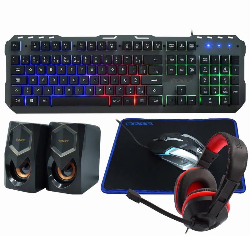 Kit Gamer Satellite GK-53 Teclado + Mouse + Mousepad + Speaker + Fone Português - Preto