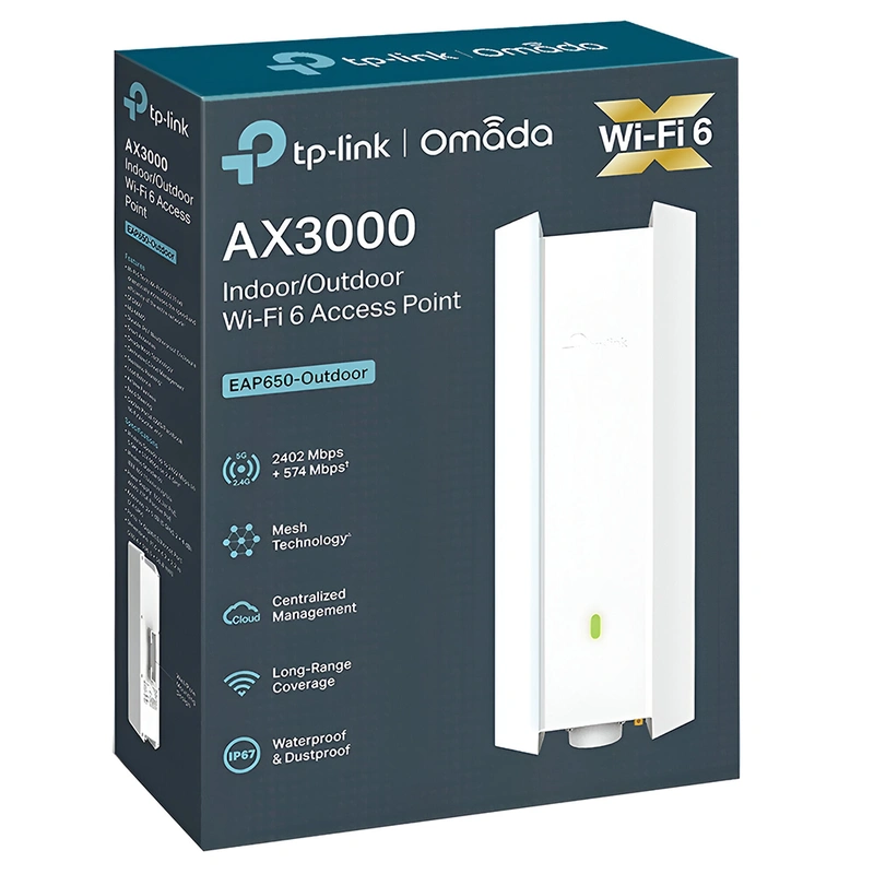 Ponto Acesso Tp-Link Omada EAP650-Oudoor AX3000 Dual Band 2.4GHz 5GHz Wi-Fi 6 MU-MIMO - Imagem 3