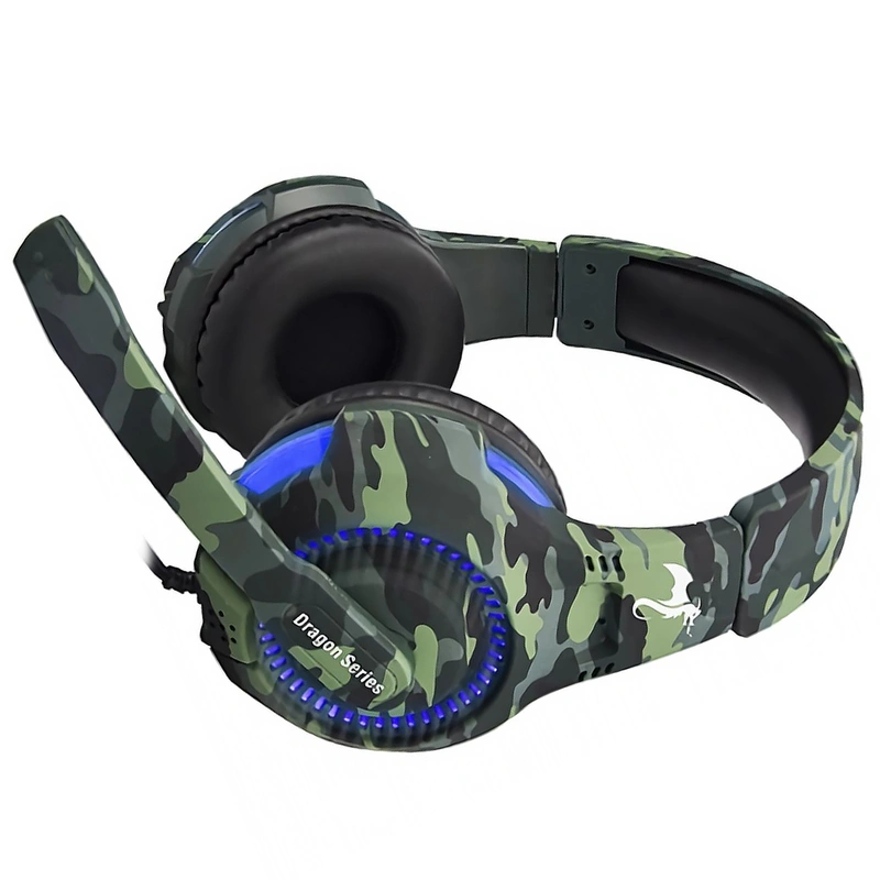 Headset Gamer Kolke KGA-487 Trooper LED Com Fio - Azul Camuflado Analógico de 3.5mm - USB - Imagem 2