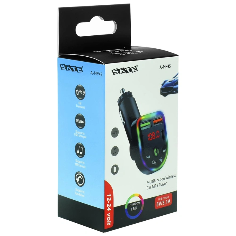 Transmissor Digital para Carro Satellite A-MP45 LED Bluetooth FM MP3 USB USB-C - Preto - Imagem 3