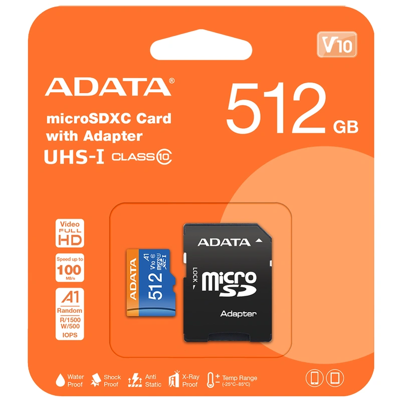 Cartão de Memória Micro SD ADATA V10 2x1 C10 A1 512GB - AUSDX512GUICL10A1-RA1 - Imagem 3