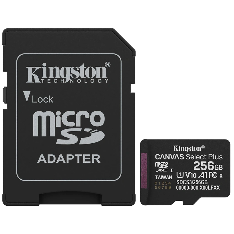Cartão de Memória Micro SD Kingston Canvas Select Plus C10 U1 V10 A1 256GB - SDCS3256GB
