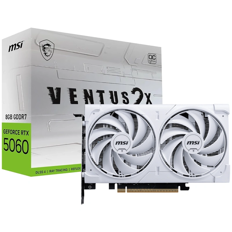 Placa de Vídeo MSI Ventus 2X White OC 8GB GeForce RTX5060 GDDR7 - 912-V537-018