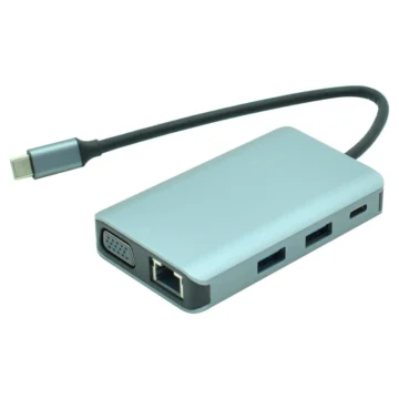Hub USB-C 3.1 Satellite A-HUBC57 7 Portas HDMI 3 USB 3.0 RJ45 VGA USB-C Fêmea - Cinza