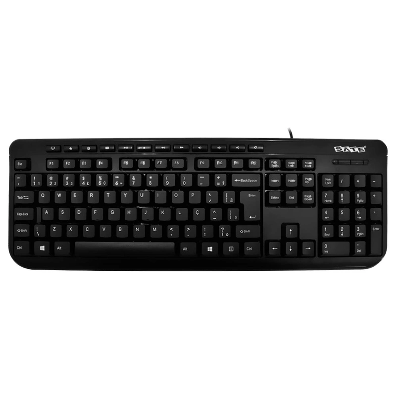 Teclado Satellite AK-833 USB Multimídia Português - Preto Com fio
