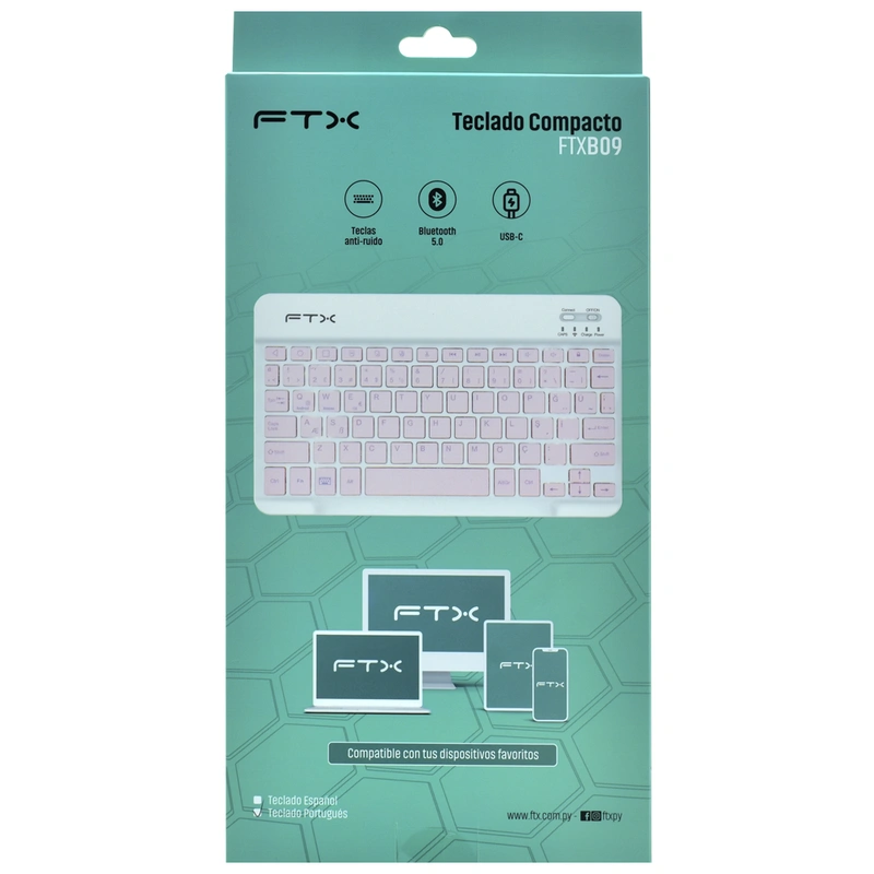 Teclado FTX B09 Bluetooth Espanhol - Rosa Branco (106234) Família Windows - Imagem 3