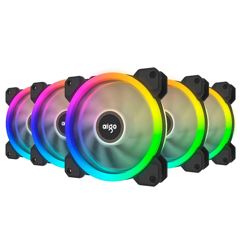 Cooler para Gabinete Aigo DR12 12X12 LED RGB - Kit com 5 Preto - Imagem 2