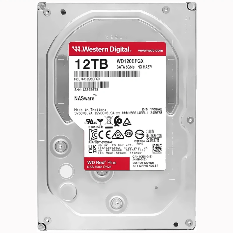 HD Western Digital 12TB WD Red Plus Nas 3.5 SATA 6Gb/s WD120EFGX