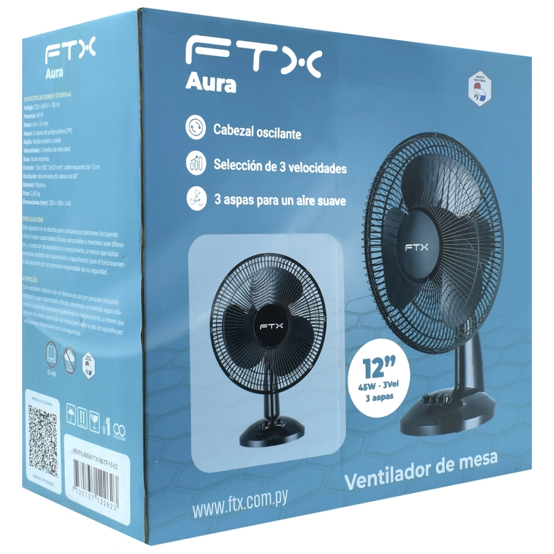 Ventilador FTX HB-TF-15-02 Aura 12 Aura HB-TF-15-02 Preto - Imagem 2