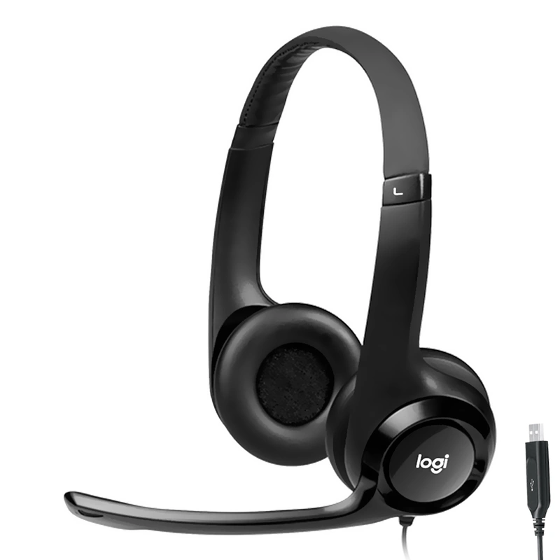Fone de Ouvido Logitech H390 Stereo Com Fio - Preto (981-000014) Windows, macOS, Chrome OS