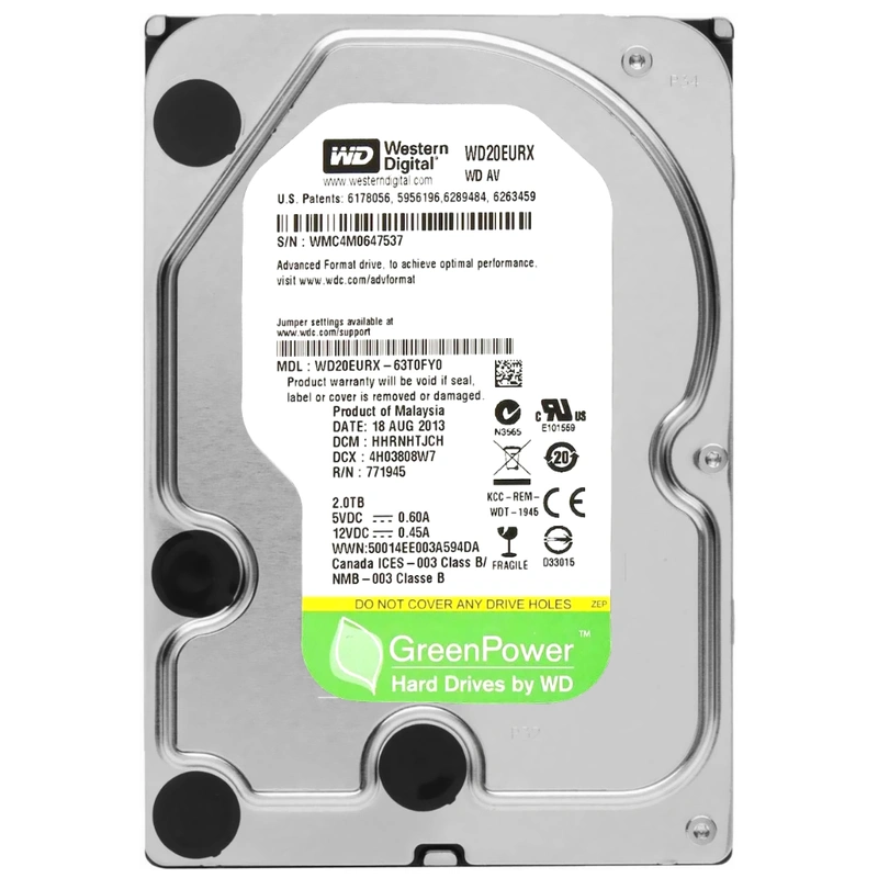 HD Western Digital 2TB WD Green 3.5 SATA 3 - 6Gb/s WD20EURX