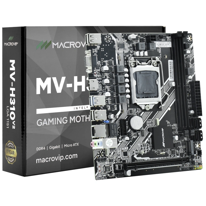 Placa Mãe Macrovip MV-H310V2 Socket LGA 1151 VGA DDR4 Intel H310C Micro ATX