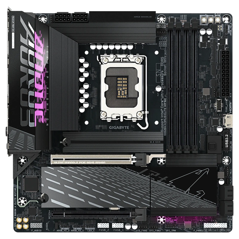 Placa Mãe Gigabyte B860M AORUS Elite Wi-Fi 6E Socket LGA 1851 DDR5 Intel B860 - Imagem 3