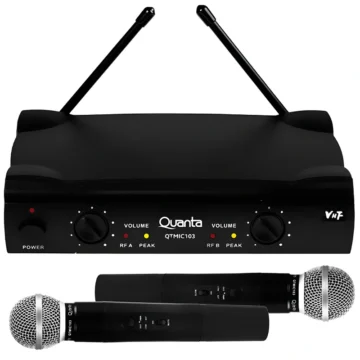 Microfone Quanta QTMIC103 Sem Fio - Preto Wireless