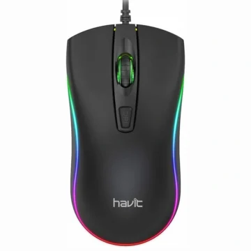 Mouse Gamer Havit HV-MS72 USB RGB - Preto Cinza Com fio