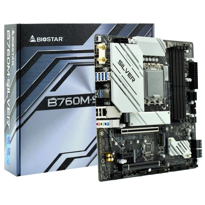 Placa Mãe Biostar B760M-SILVER Socket LGA 1700 DDR5 Intel B760 Micro ATX