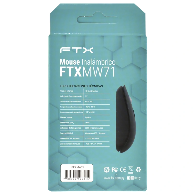 Mouse FTX MW71 Wireless - Preto USB Receiver 2.4GHz - Imagem 3