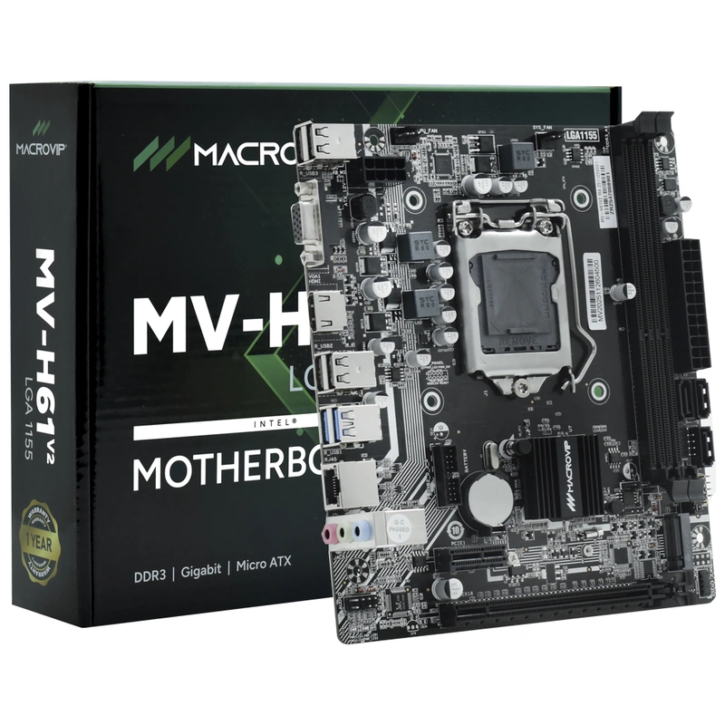 Placa Mãe Macrovip MV-H61V2 Socket LGA 1155 VGA DDR3 Intel H61 Micro ATX