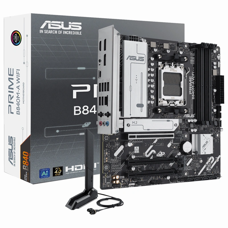 Placa Mãe ASUS Prime B840M-A Wi-Fi Socket AM5 DDR5 AMD B840 Micro ATX Wi-Fi 6E
