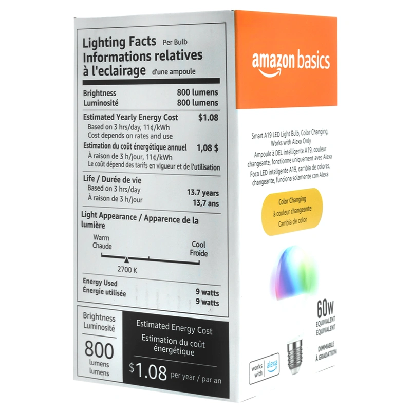 Lâmpada LED Amazon A19 NMB-005(B) Smart Wi-Fi Alexa RGB 9W 110V - Imagem 3