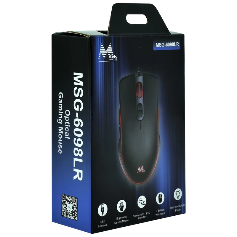 Mouse Gamer Mtek MSG-6098LR USB LED - Preto Com Fio - Imagem 3