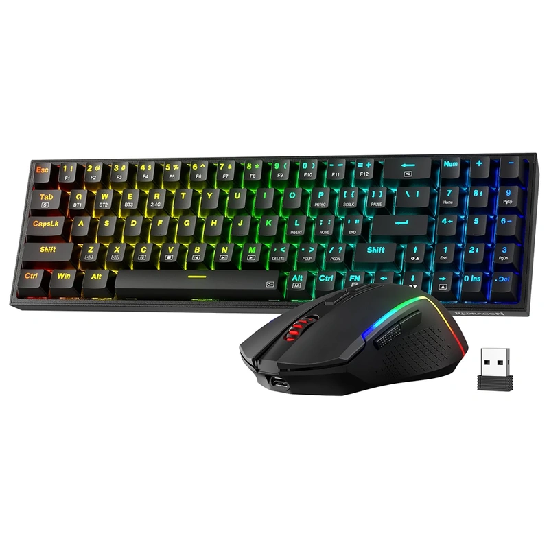 Teclado Gamer Mecânico Redragon S136 Combo Wireless RGB RED Inglês - Preto - Imagem 3