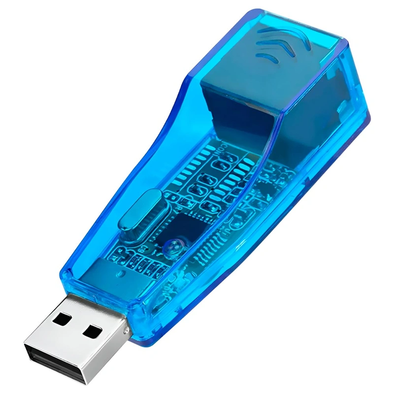 Cabo Adaptador USB 2.0 Macho RJ45 10100Mbps Fêmea - Azul Adaptador USB para RJ-45