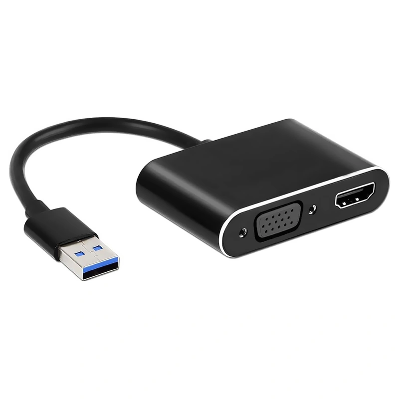 Cabo Adaptador USB 3.0 para HDMI Fêmea VGA Fêmea 2K - Preto - Imagem 3