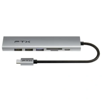 Hub USB-C FTX CT-HBP2-AG7 7 Portas HDMI USB 3.0 2 USB 2.0 SD TF USB-C Fêmea - Cinza