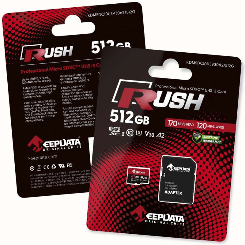 Cartão de Memória Micro SD Keepdata Rush C10 XC I U3 V30 A2 512GB - KDMSDC10U3V30A2512G - Imagem 3