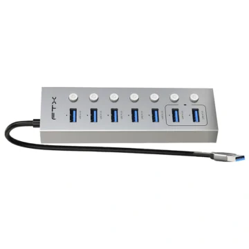 Hub USB 3.0 FTX CT-HUBU7-AG 7 Portas 7 USB 3.0 USB-C Fêmea - Cinza