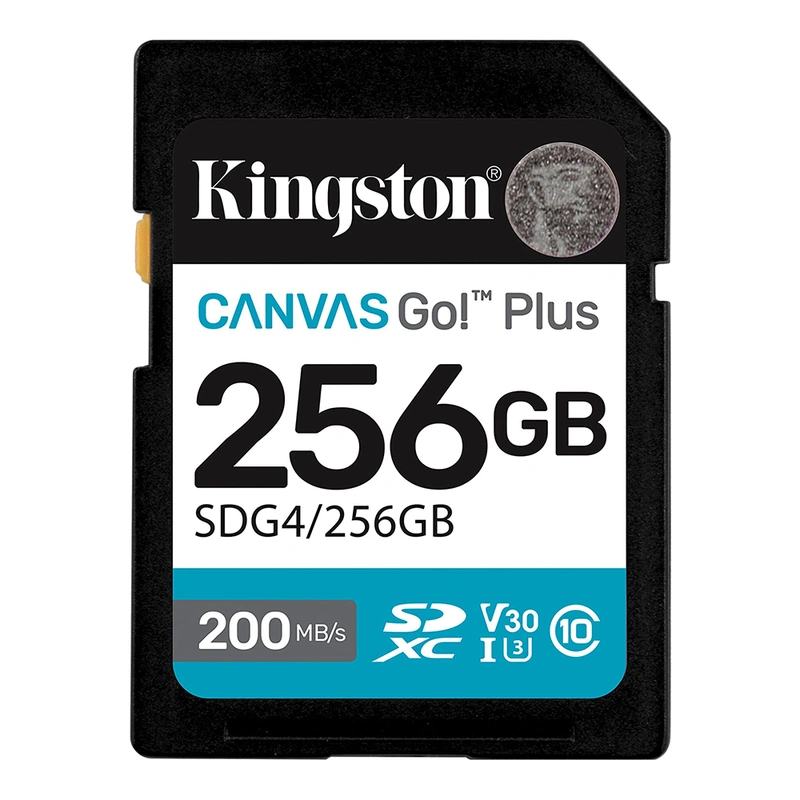 Cartão de Memória SD Kingston Canvas Go Plus C10 U3 V30 A2 256GB - SDG4256GB