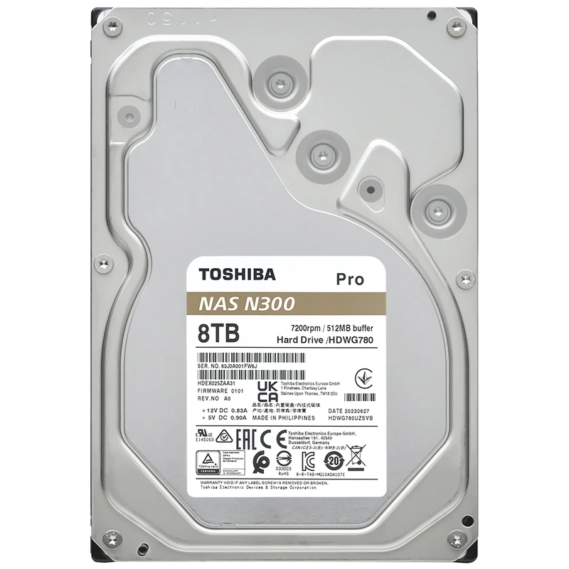 HD Toshiba 8TB N300 Pro Nas 3.5 SATA 6.0 Gbit/s HDWG780XZSTB