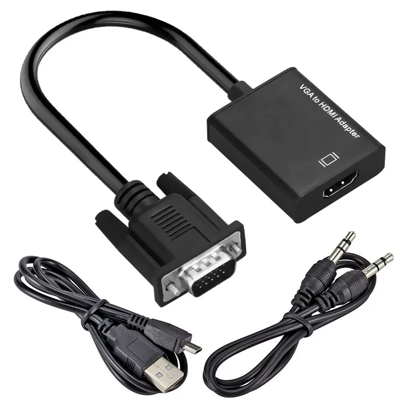 Cabo Adaptador Conversor VGA Macho para HDMI Fêmea Áudio HLD Adaptador VGA para HDMI