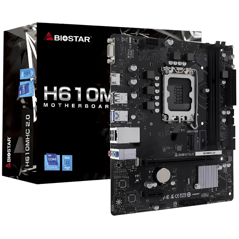 Placa Mãe Biostar H610MHC Socket LGA 1700 DDR4 Intel H610 Micro ATX