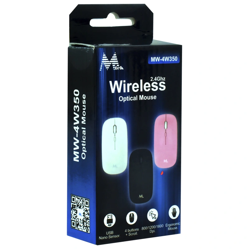 Mouse Mtek MW-4W350 Wireless - Rosa USB Receiver - Imagem 3