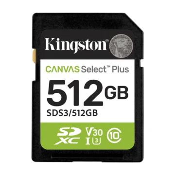 Cartão de Memória SD Kingston Canvas Select Plus C10 512GB - SDS3512GB