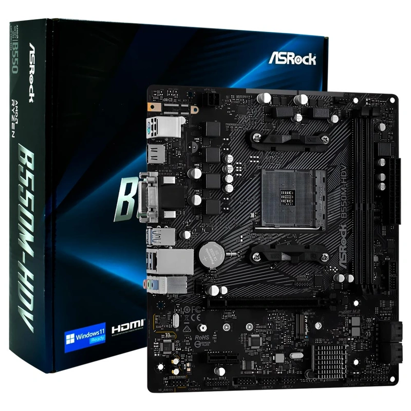 Placa Mãe ASRock B550M-HDV Socket AM4 VGA DDR4 AMD B550 Micro ATX