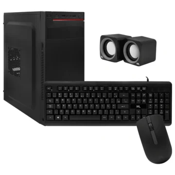 Gabinete Kit Mtek DK03 Fonte 500W Speaker Mouse Teclado Português - Preto