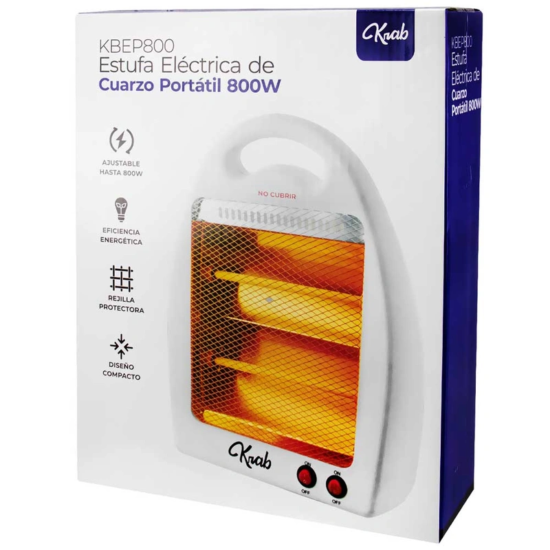 Aquecedor Portátil KRAB Cuarzo KBEP800 800W 220V - Branco - Imagem 3