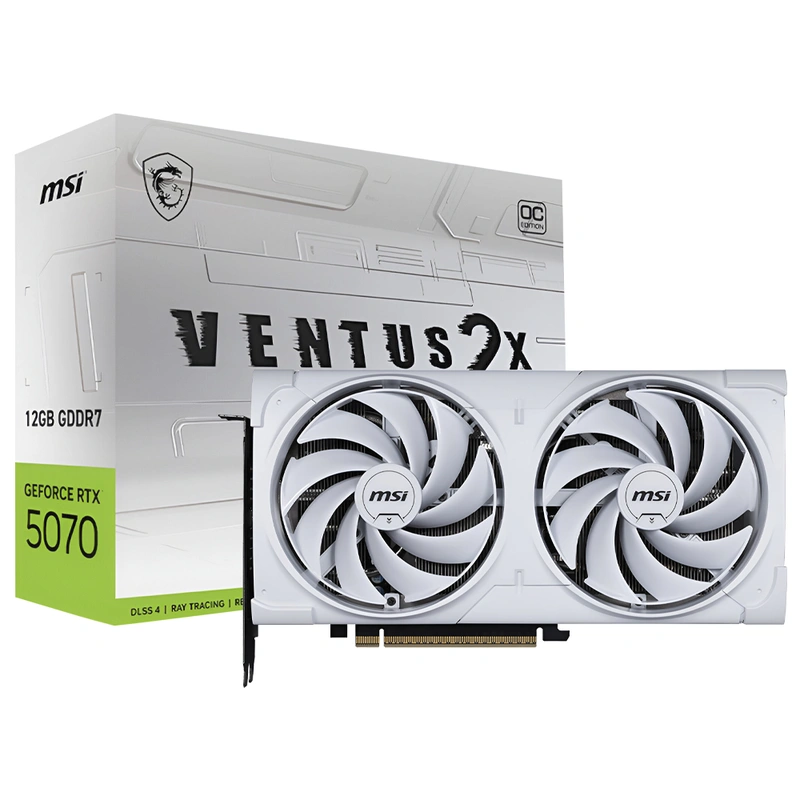 Placa de Vídeo MSI Ventus 2X OC White 12GB GeForce RTX5070 GDDR7 - 912-V532-010